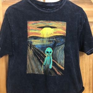 Acid wash T-shirt with design